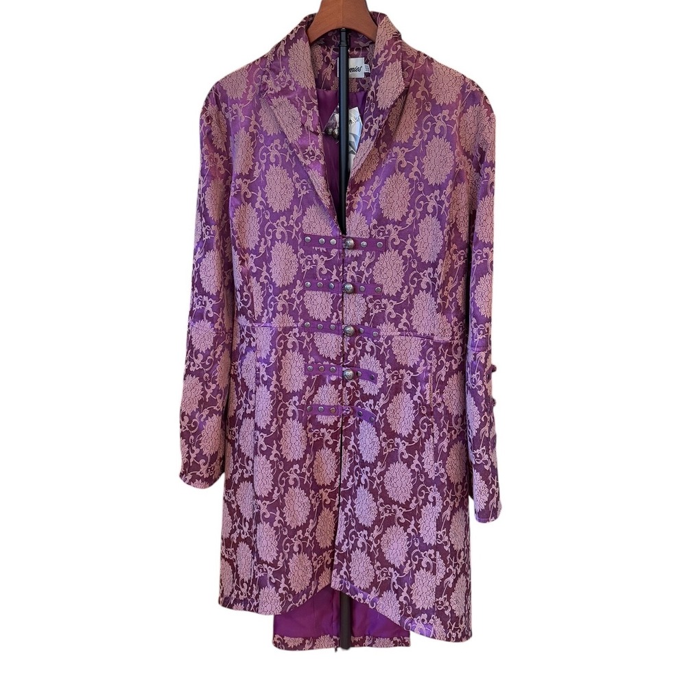 NWT Victorian Steam Purple Floral‎ Brocade Corset Back Steampunk Gothic Coat 14